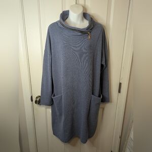 Creation Women's Cowl Zipper Neck Dress/ Long Tunic, Size Medium